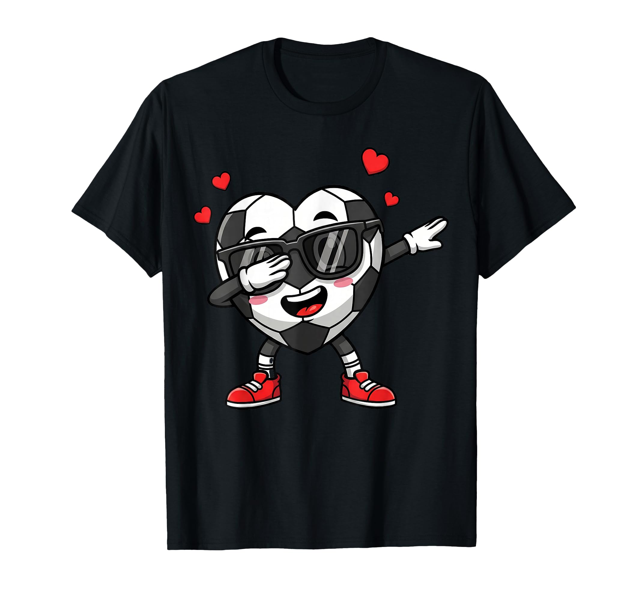 Dabbing Soccer Heart Valentine Love T-Shirt - Graphic Print Unisex - T-Shirt, Sweatshirt, Hoodie