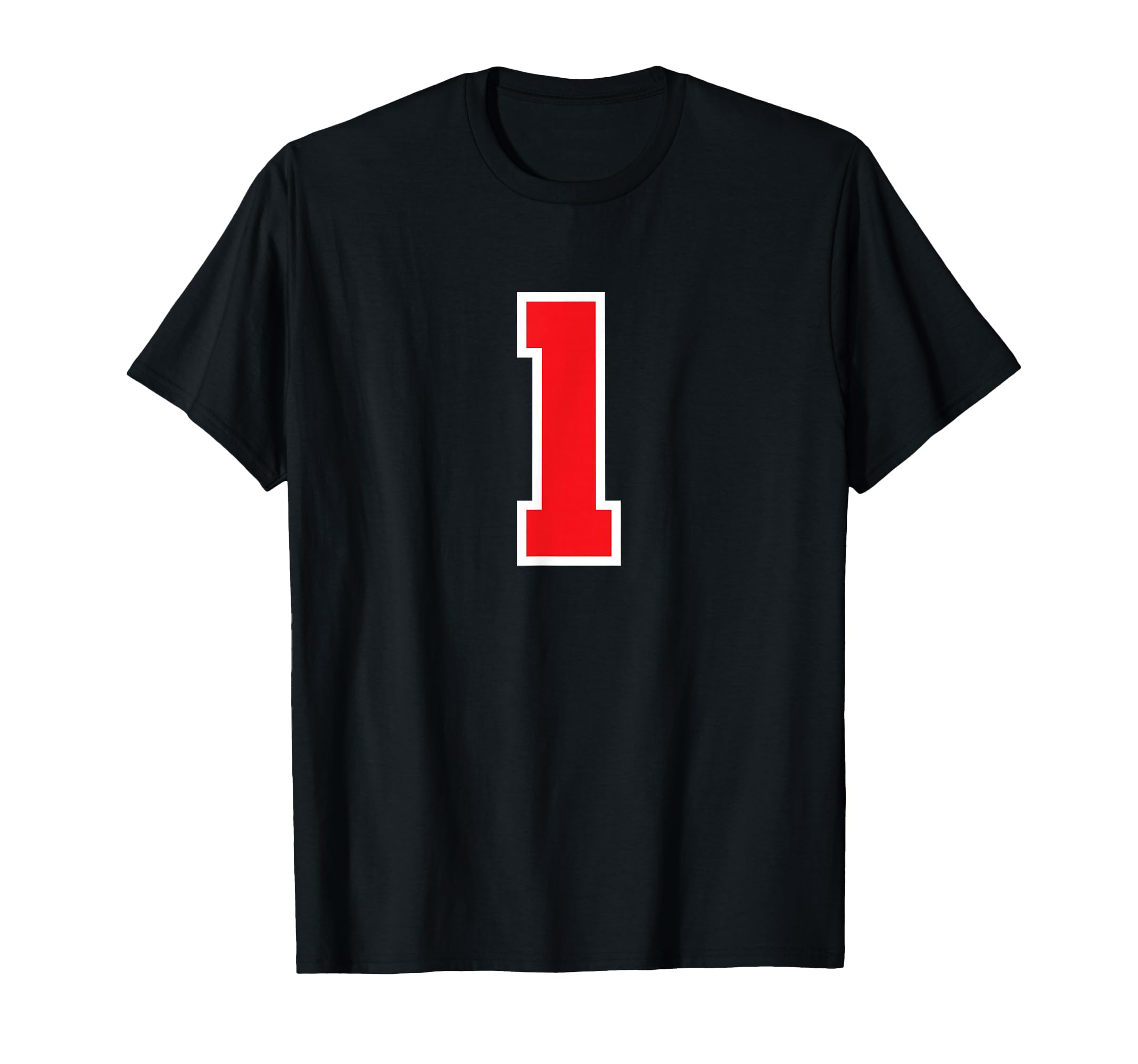 1 Sport White Red Plain Number T-Shirt - Novelty Apparel for Adults - T-Shirt, Sweatshirt, Hoodie
