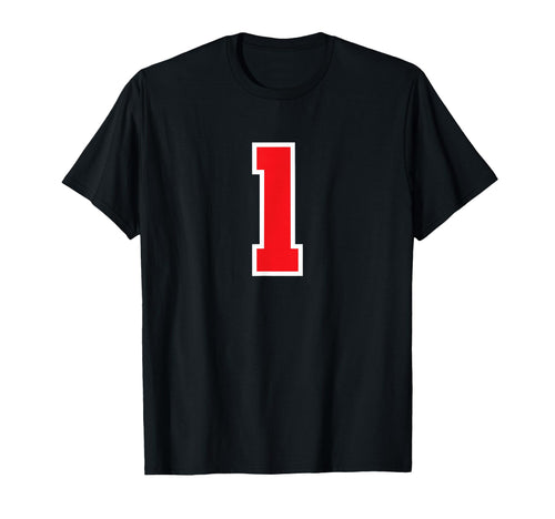 1 Sport White Red Plain Number T-Shirt - Novelty Apparel for Adults - T-Shirt, Sweatshirt, Hoodie