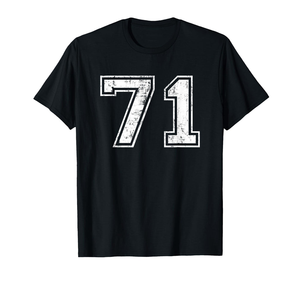 Number 71 Seventy One Distressed T-Shirt - Custom Art Print Men Women - T-Shirt, Sweatshirt, Hoodie