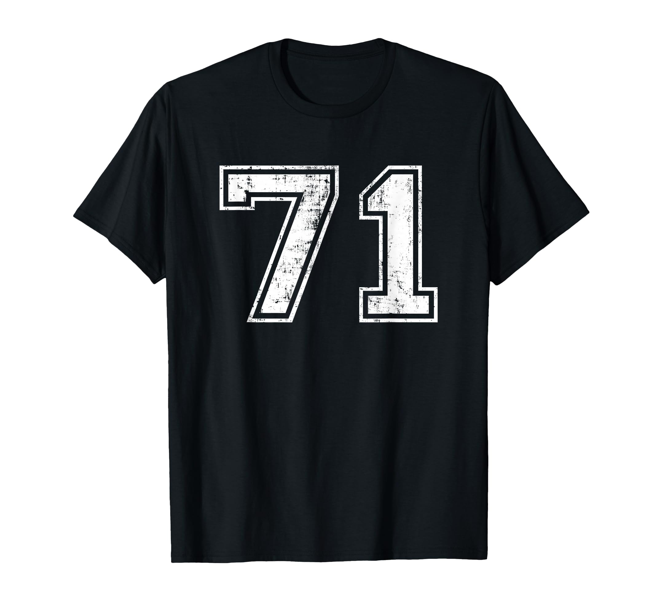 Number 71 Seventy One Distressed T-Shirt - Custom Art Print Men Women - T-Shirt, Sweatshirt, Hoodie