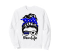 Mom Life Messy Bun Hair Funny Police Sweatshirt - Graphic Print for Adults - T-Shirt, Sweatshirt, Hoodie