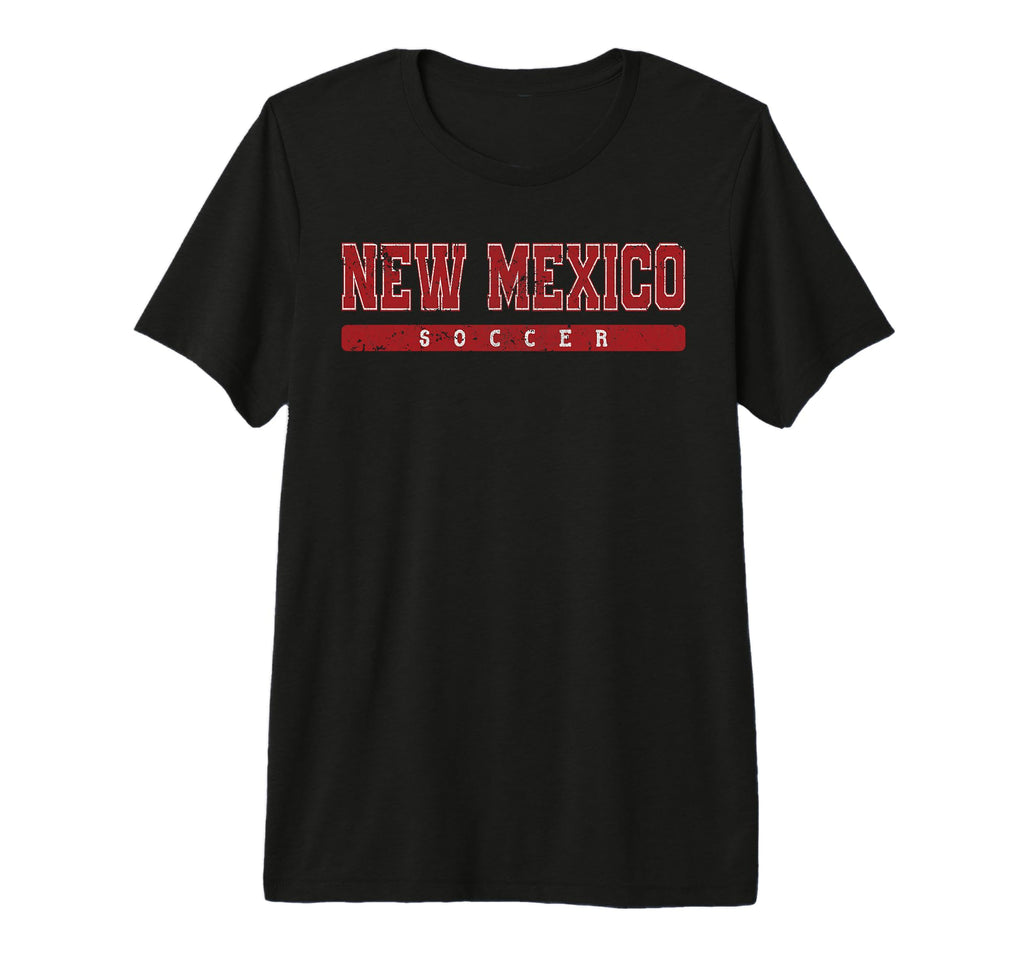 New Mexico Soccer Red Text Tri Blend T-Shirt - Trendy Graphic Men Women - T-Shirt, Sweatshirt, Hoodie