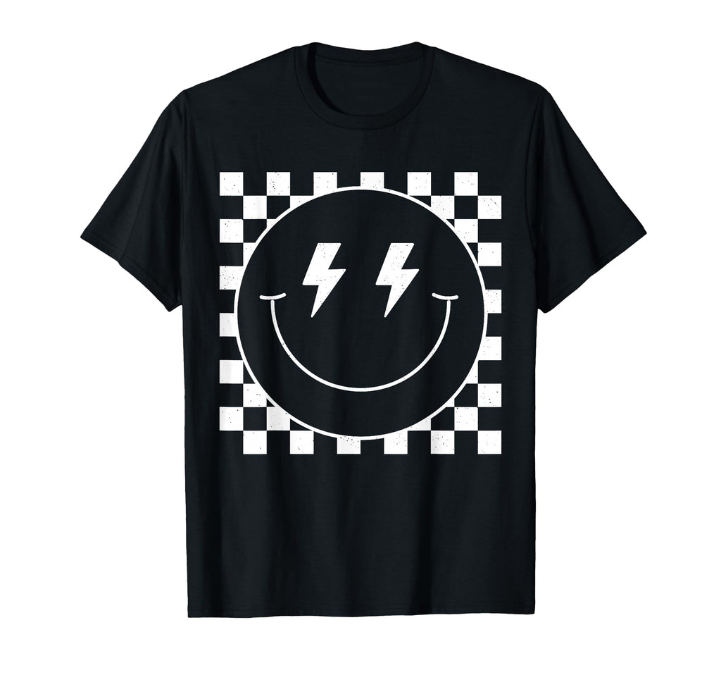 White Checkered Smile Face T-Shirt - Casual Everyday Wear Men Women - T-Shirt, Sweatshirt, Hoodie