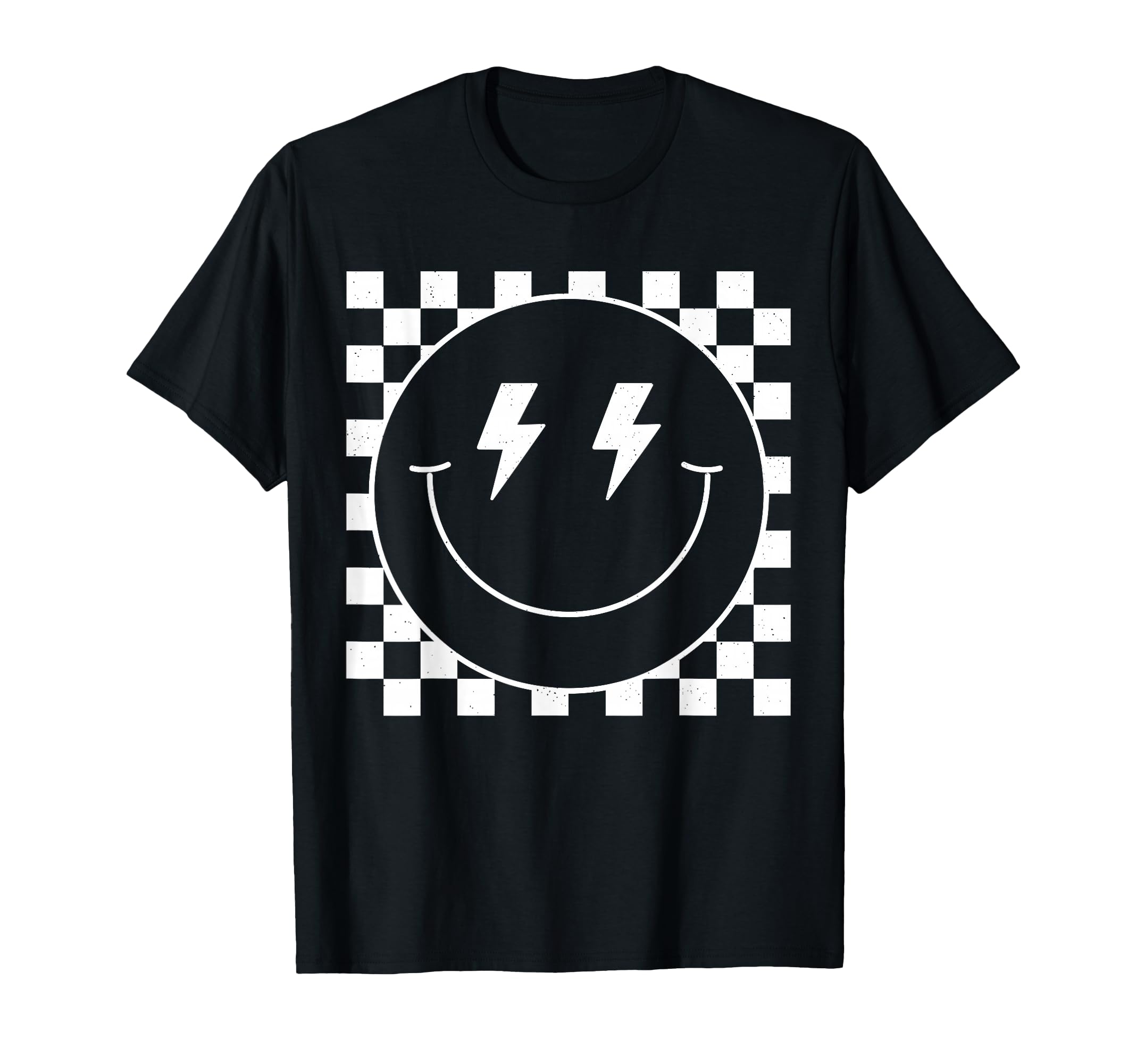 White Checkered Smile Face T-Shirt - Casual Everyday Wear Men Women - T-Shirt, Sweatshirt, Hoodie