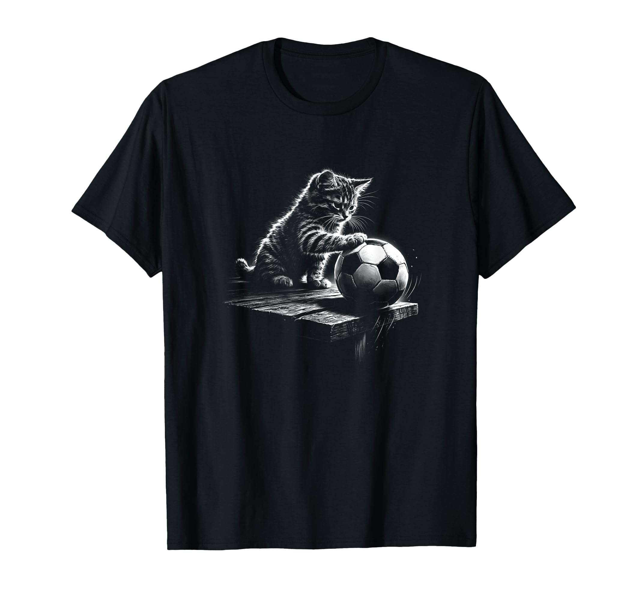 Soccer Cat Playing Football Kitten Fan T-Shirt - Custom Art Print Unisex - T-Shirt, Sweatshirt, Hoodie