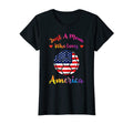 Womens Just Mom Who Loves America Funny T-Shirt - Graphic Print for Adults - T-Shirt, Sweatshirt, Hoodie