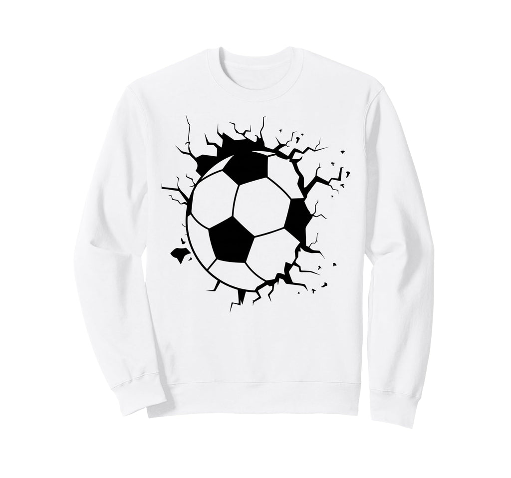 Soccer Ball Crashing Through Sweatshirt - Fun Novelty Design for Adults - T-Shirt, Sweatshirt, Hoodie