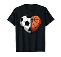 Soccer And Basketball Heart Sports T-Shirt - Unique Graphic for Adults - T-Shirt, Sweatshirt, Hoodie
