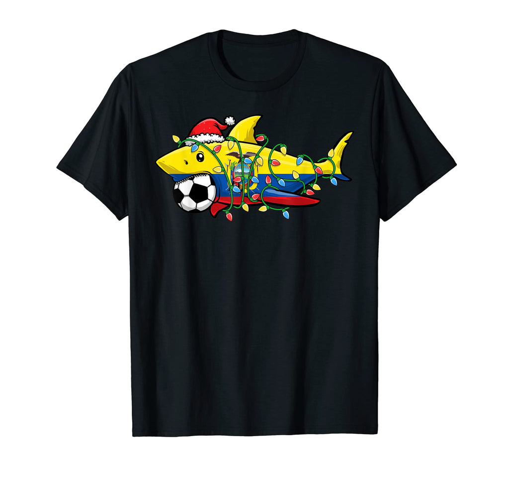 Santa Shark Soccer Football Lights T-Shirt - Custom Art Print Unisex - T-Shirt, Sweatshirt, Hoodie