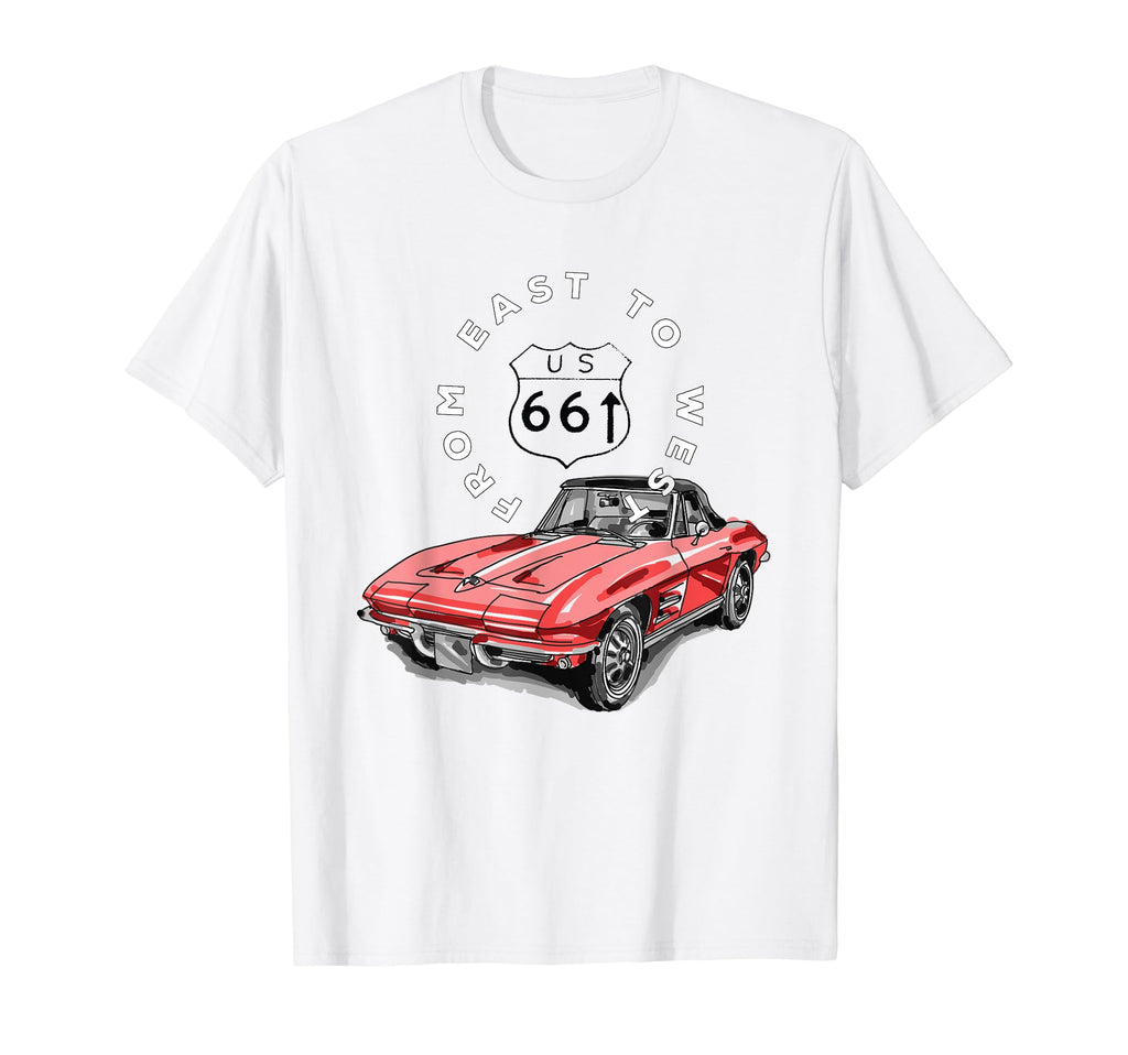 Route 66 From East To West Car T-Shirt - Graphic Print Men Women - T-Shirt, Sweatshirt, Hoodie