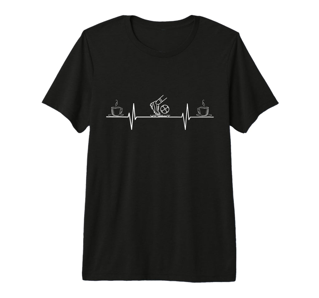 Coffee And Footballer Heartbeat T-Shirt - Aesthetic Graphic for Adults - T-Shirt, Sweatshirt, Hoodie