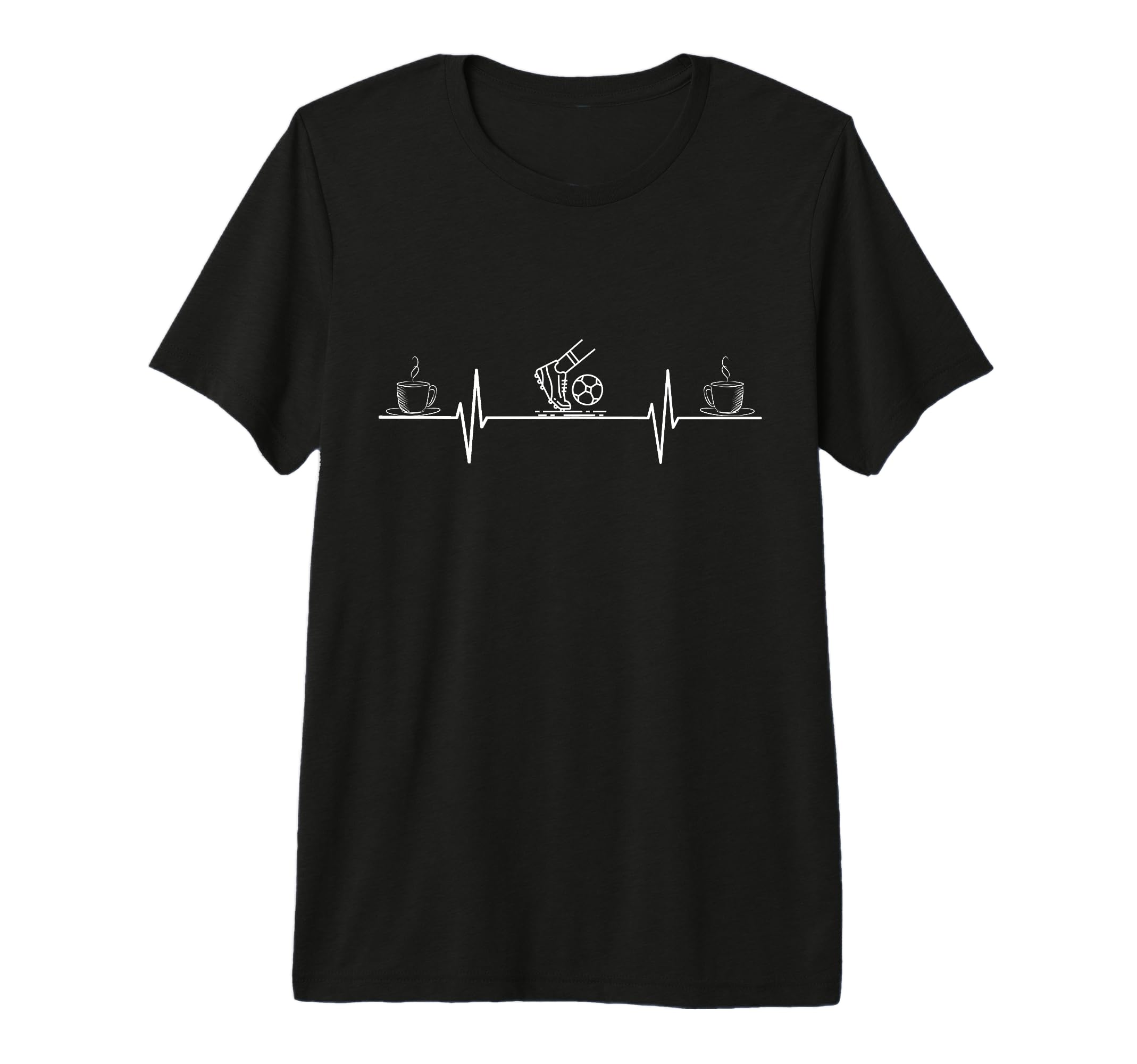 Coffee And Footballer Heartbeat T-Shirt - Aesthetic Graphic for Adults - T-Shirt, Sweatshirt, Hoodie