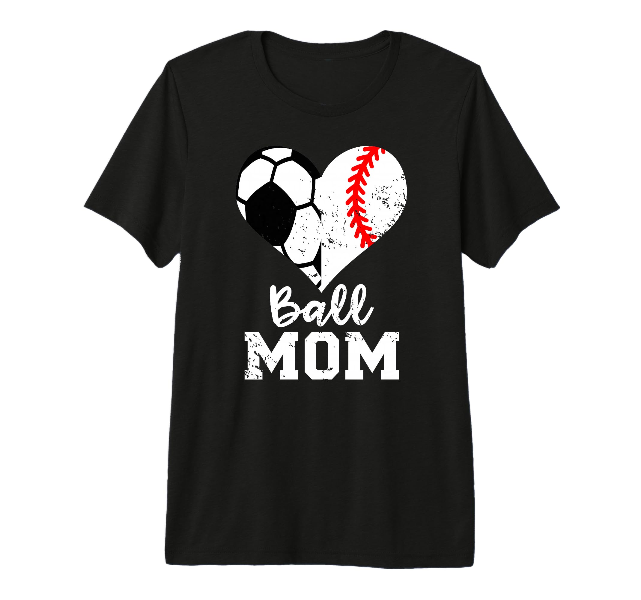 Ball Mom Heart Funny Baseball Soccer T-Shirt - Custom Art Print for Adults - T-Shirt, Sweatshirt, Hoodie