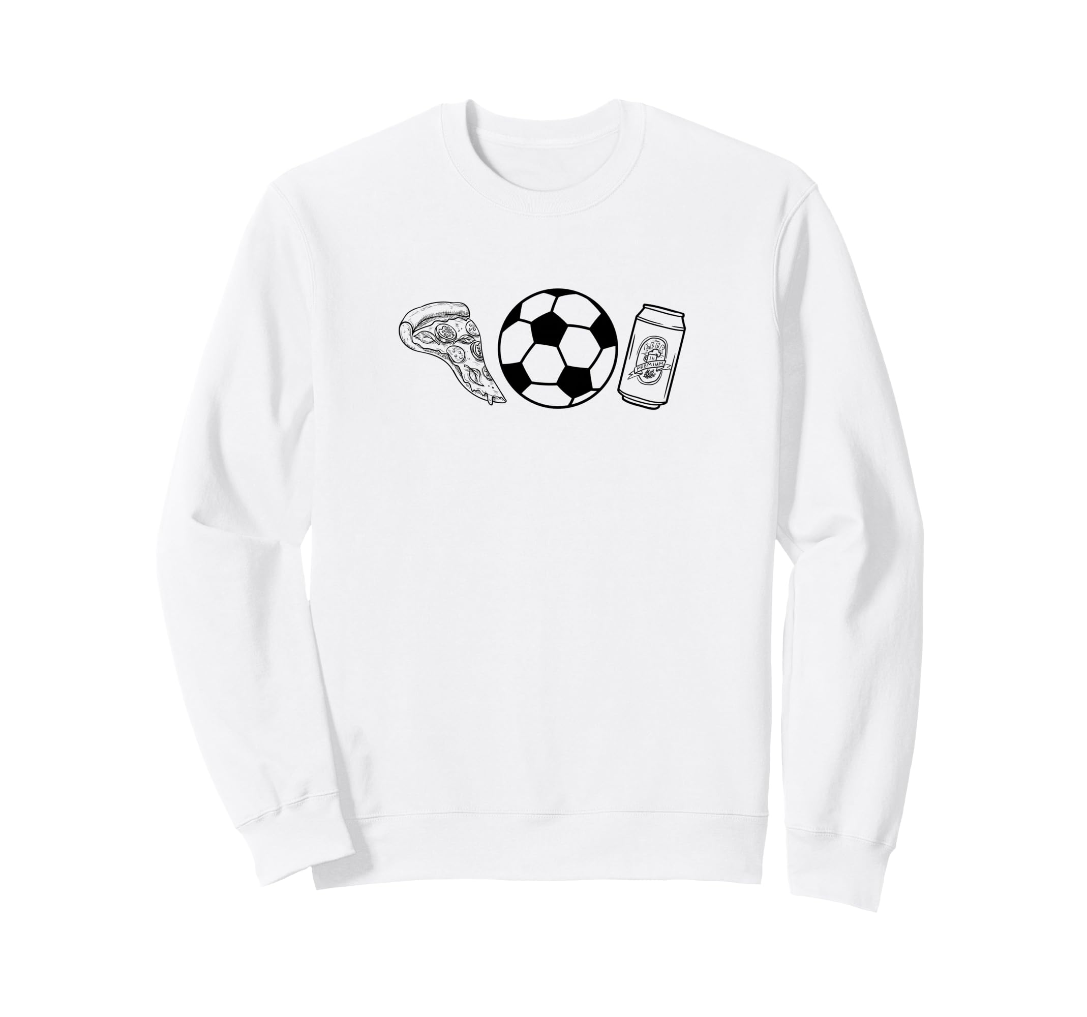 Pizza Beer Soccer Sweatshirt - Minimalist Print for Adults - T-Shirt, Sweatshirt, Hoodie