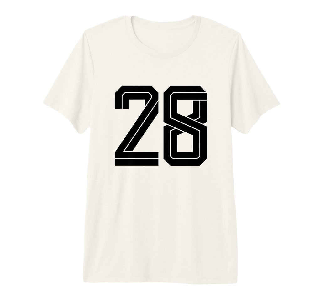 28 White Number 28 Sports Fan Soccer Tri T-Shirt - Custom Art Print Unisex - T-Shirt, Sweatshirt, Hoodie