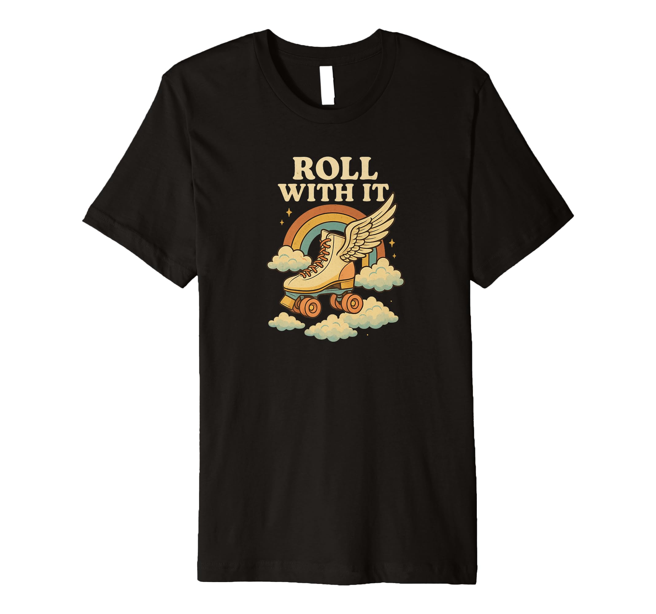 Roll It Roller Skate Wings Rainbow 70S T-Shirt - Aesthetic Graphic Unisex - T-Shirt, Sweatshirt, Hoodie