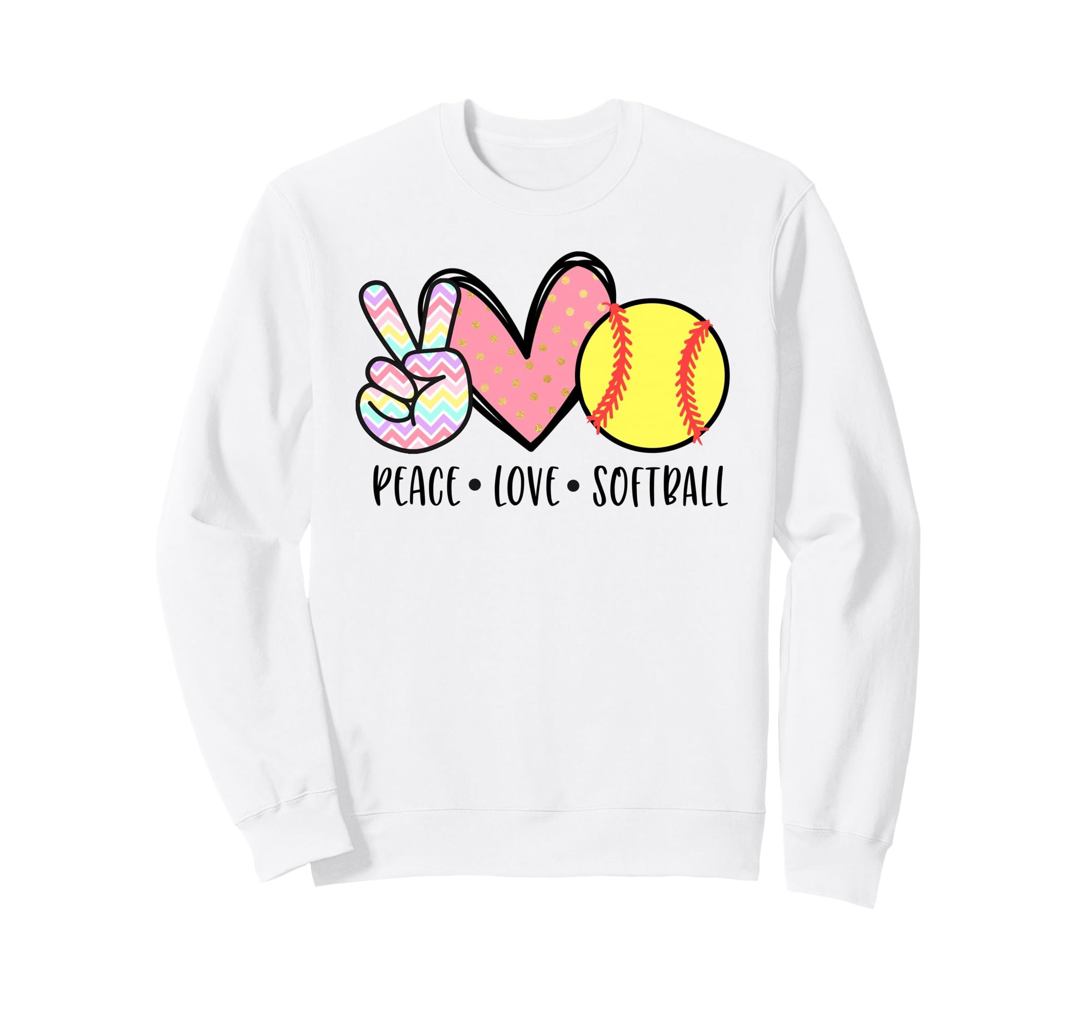 Peace Love Softball Mom Pastel Teen Sweatshirt - Graphic Print Men Women - T-Shirt, Sweatshirt, Hoodie