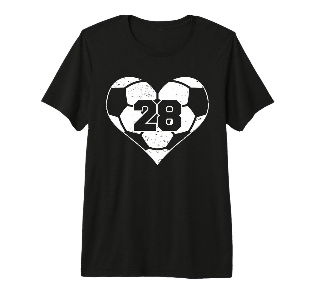 Soccer Number 28 Jersey Funny Soccer Heart T-Shirt - Unique Graphic Unisex - T-Shirt, Sweatshirt, Hoodie