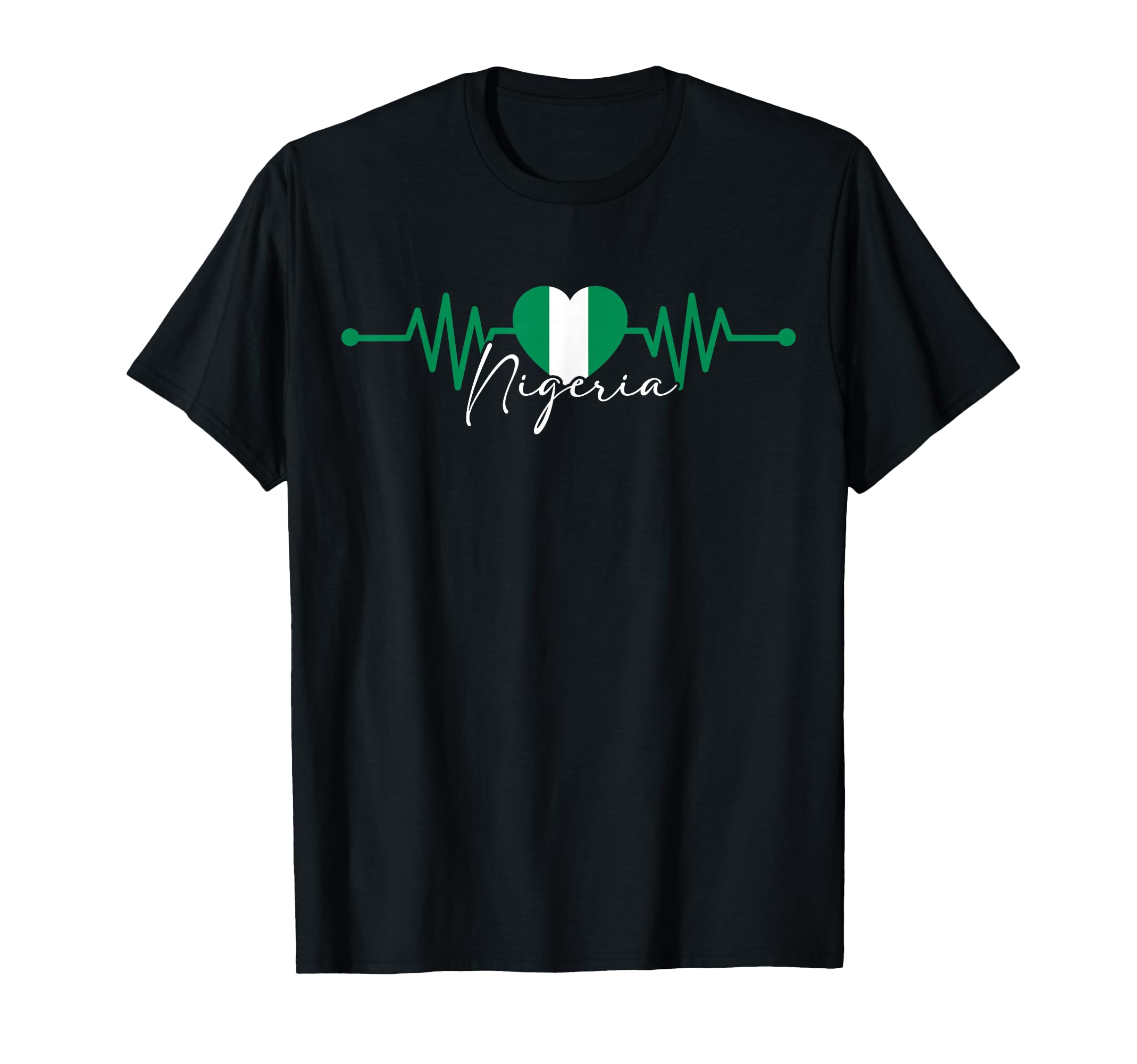 Nigeria Heritage Roots Proud Heartbeat T-Shirt - Trendy Graphic for Adults - T-Shirt, Sweatshirt, Hoodie