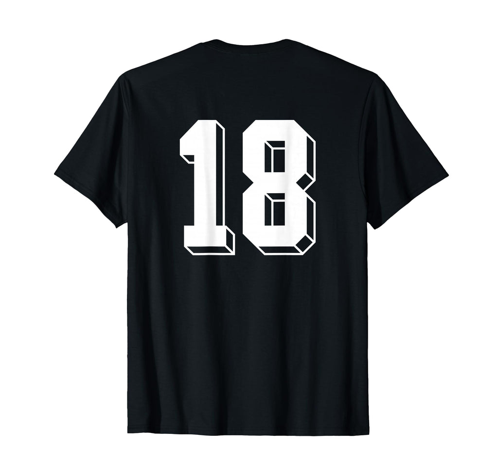 Number 18 Backside 80S 90S Team T-Shirt - Fun Novelty Design Men Women - T-Shirt, Sweatshirt, Hoodie