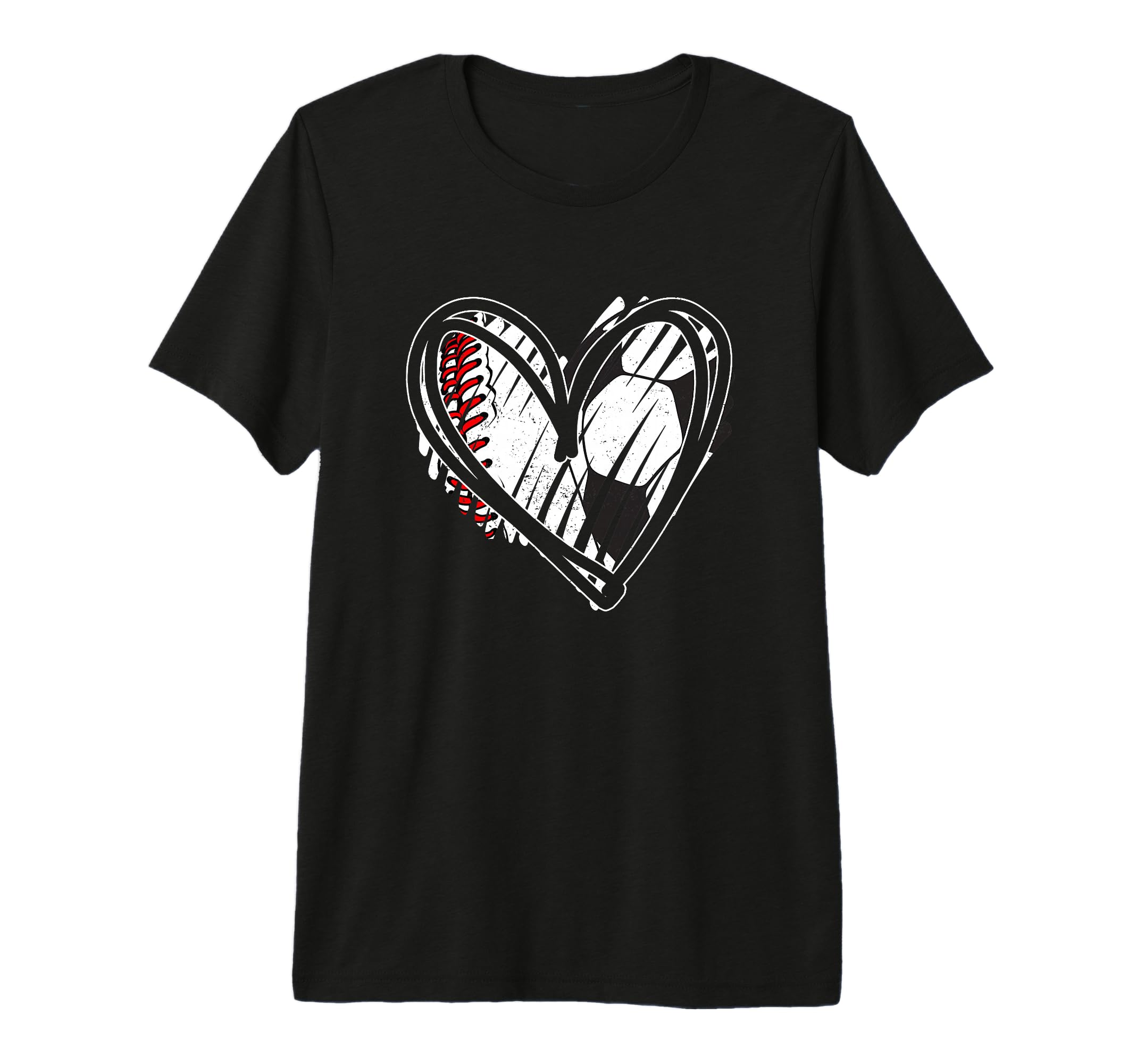 Baseball Soccer Ball Heart Love Tri T-Shirt - Fun Novelty Design Men Women - T-Shirt, Sweatshirt, Hoodie