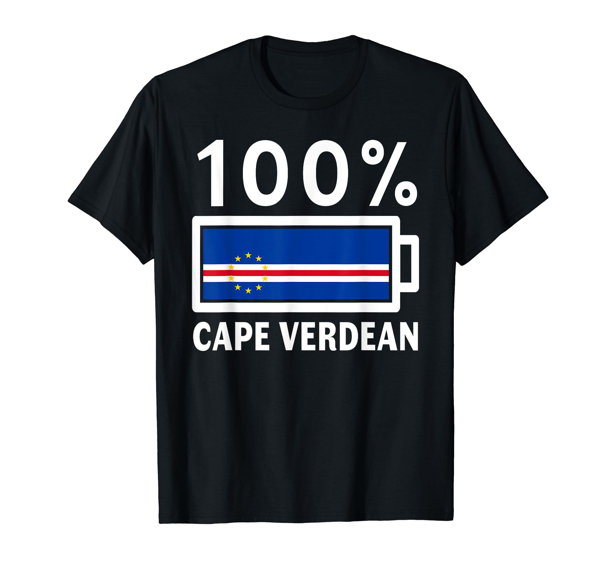 Cape Verde Flag 100 Cape Verdean T-Shirt - Unique Graphic for Adults - T-Shirt, Sweatshirt, Hoodie