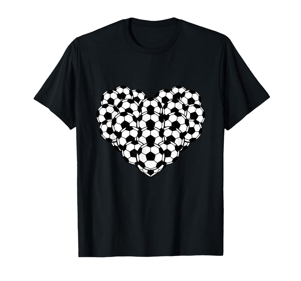 Heart Shaped Soccer Ball Pattern T-Shirt - Minimalist Print Men Women - T-Shirt, Sweatshirt, Hoodie
