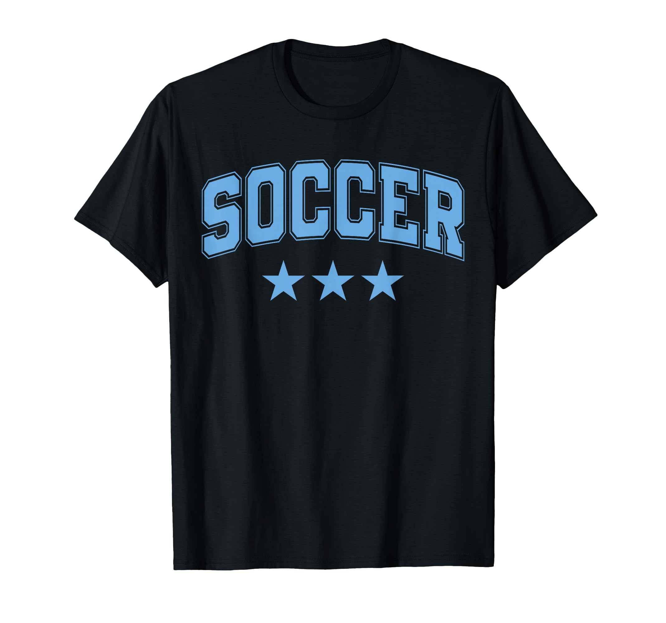 Soccer All Sky Blue Stars Text T-Shirt - Graphic Print for Adults - T-Shirt, Sweatshirt, Hoodie