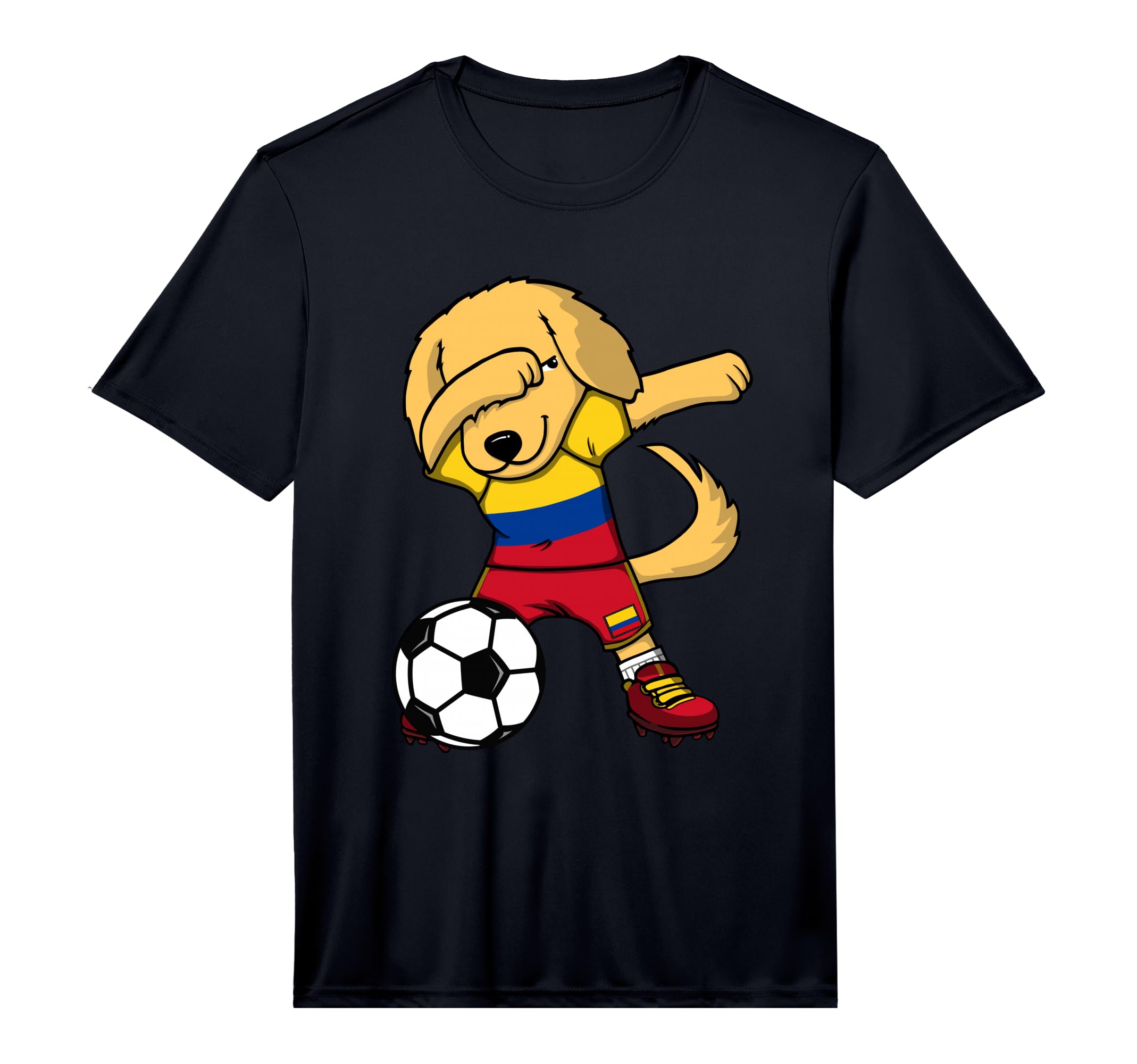 Dab Golden Retriever Colombia Soccer T-Shirt - Trendy Graphic for Adults - T-Shirt, Sweatshirt, Hoodie