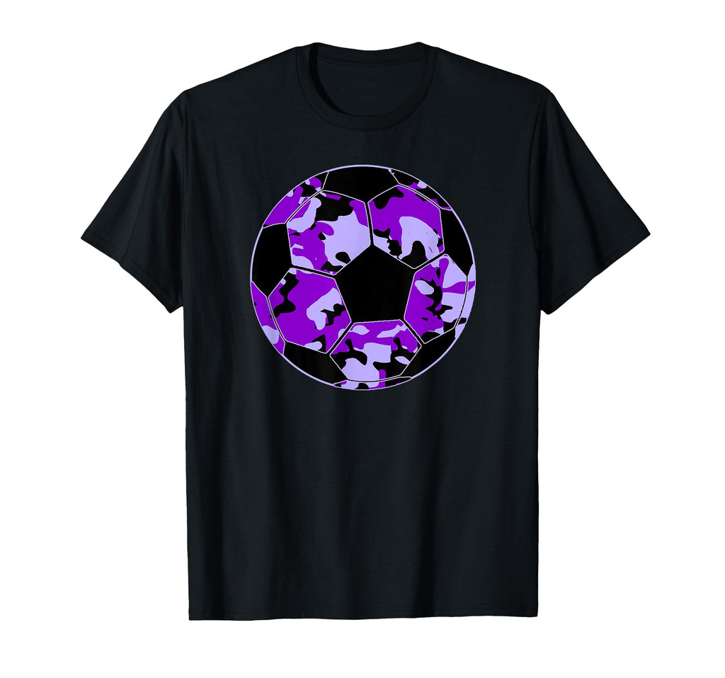 Purple Camo Soccer Purple Camouflage T-Shirt - Novelty Apparel Men Women - T-Shirt, Sweatshirt, Hoodie