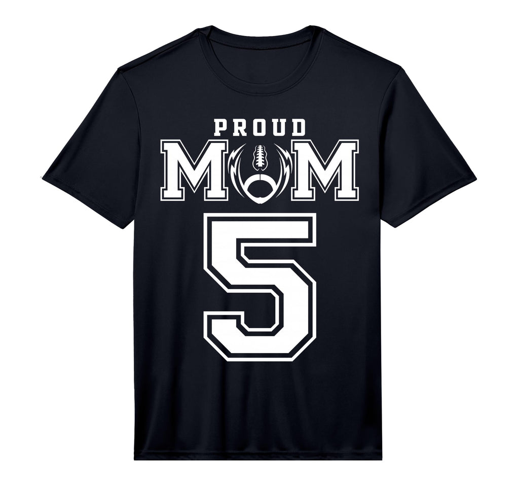 Custom Proud Football Mom Number 5 T-Shirt - Custom Art Print Unisex - T-Shirt, Sweatshirt, Hoodie