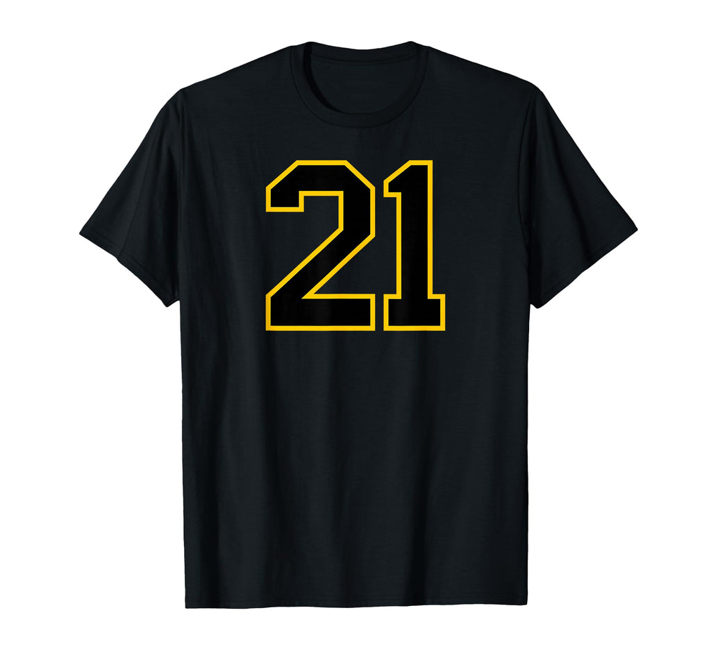Yellow Black Sports Team Number 21 T-Shirt - Graphic Print Men Women - T-Shirt, Sweatshirt, Hoodie
