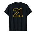 Yellow Black Sports Team Number 21 T-Shirt - Graphic Print Men Women - T-Shirt, Sweatshirt, Hoodie