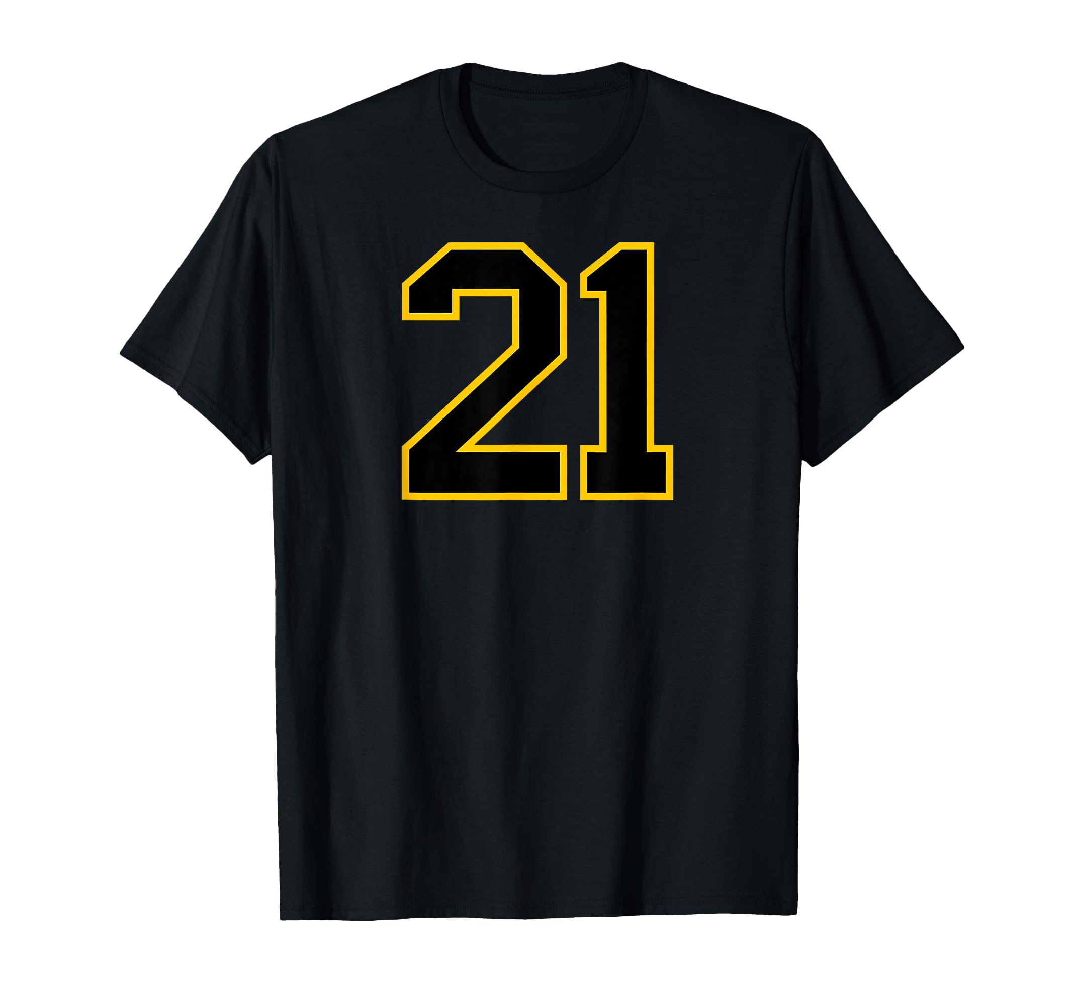 Yellow Black Sports Team Number 21 T-Shirt - Graphic Print Men Women - T-Shirt, Sweatshirt, Hoodie