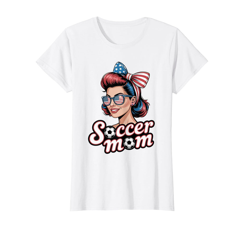 Patriotic Soccer Mom American Flag T-Shirt - Aesthetic Graphic for Adults - T-Shirt, Sweatshirt, Hoodie