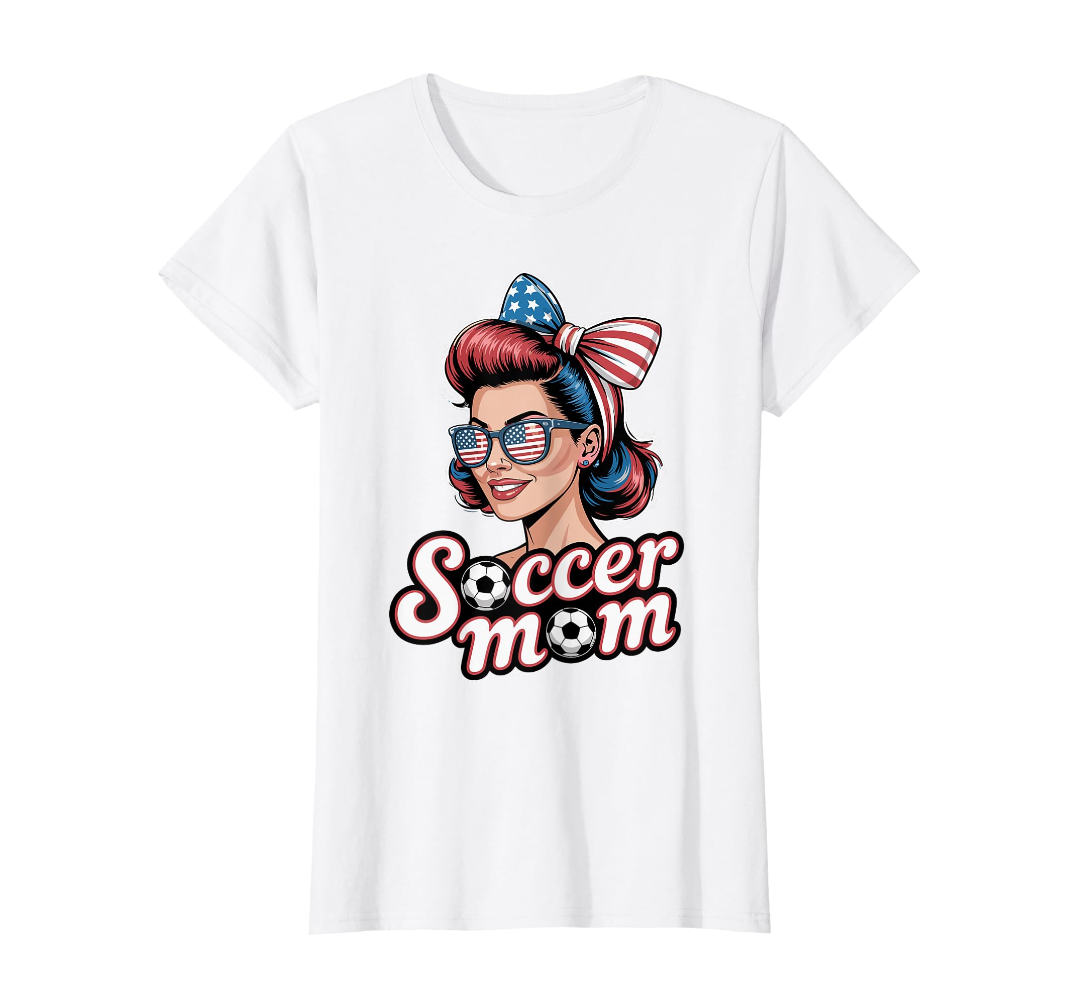 Patriotic Soccer Mom American Flag T-Shirt - Aesthetic Graphic for Adults - T-Shirt, Sweatshirt, Hoodie