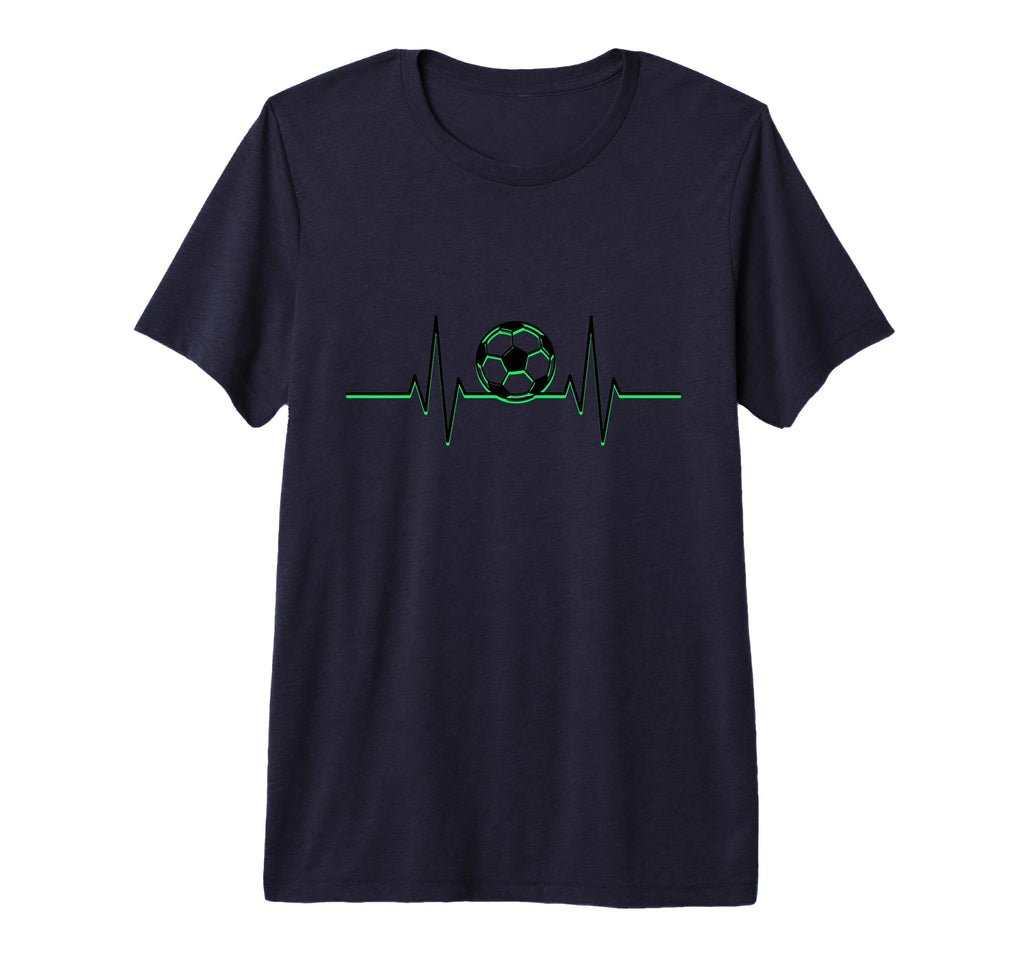 Soccer Ball Heartbeat Ekg Pulse Green Line T-Shirt - Graphic Print Unisex - T-Shirt, Sweatshirt, Hoodie