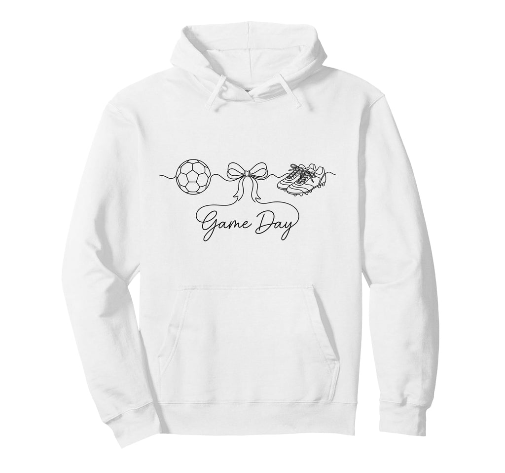 Game Day Soccer Mom Ball Bow Cleats Sports Hoodie - Minimalist Print Unisex - T-Shirt, Sweatshirt, Hoodie