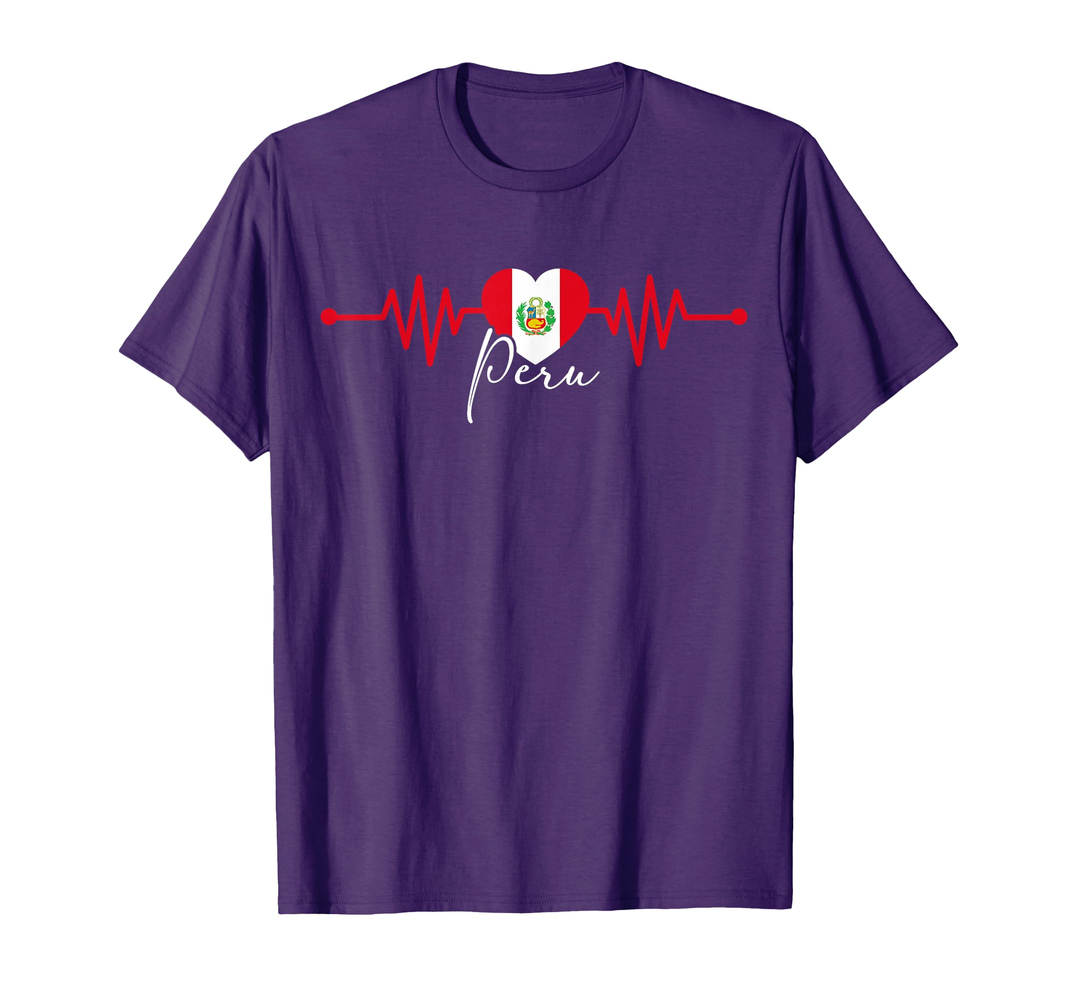 Peru Heritage Roots Proud Heartbeat T-Shirt - Trendy Graphic for Adults - T-Shirt, Sweatshirt, Hoodie