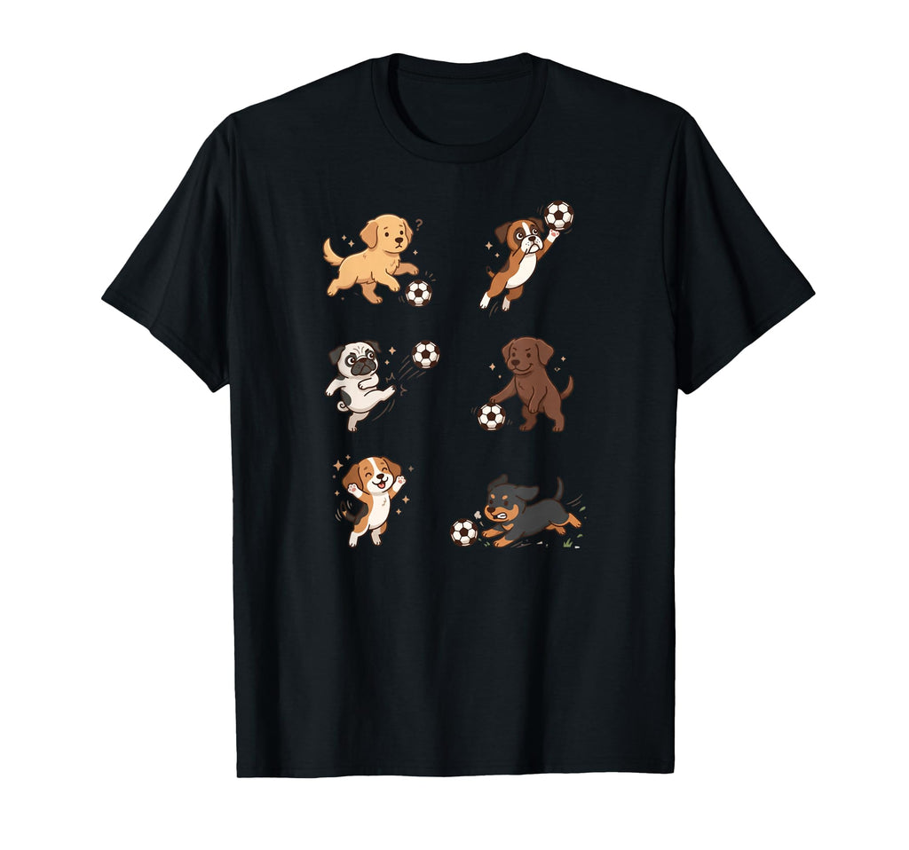 Silly Dogs Playing Soccer Player T-Shirt - Fun Novelty Design Men Women - T-Shirt, Sweatshirt, Hoodie