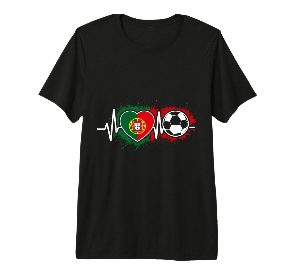 Soccer Heartbeat Portugal Flag Football T-Shirt - Graphic Print Unisex - T-Shirt, Sweatshirt, Hoodie