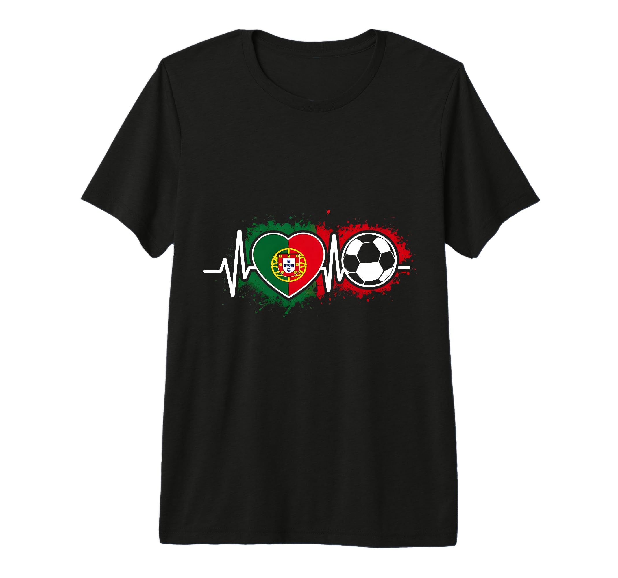 Soccer Heartbeat Portugal Flag Football T-Shirt - Graphic Print Unisex - T-Shirt, Sweatshirt, Hoodie