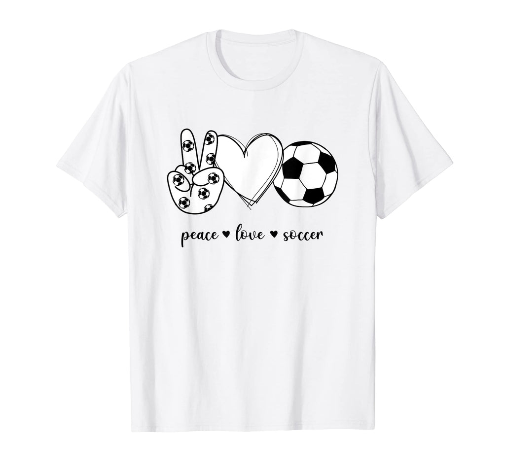 Peace Love Soccer Peace Hand Sign T-Shirt - Minimalist Print Men Women - T-Shirt, Sweatshirt, Hoodie
