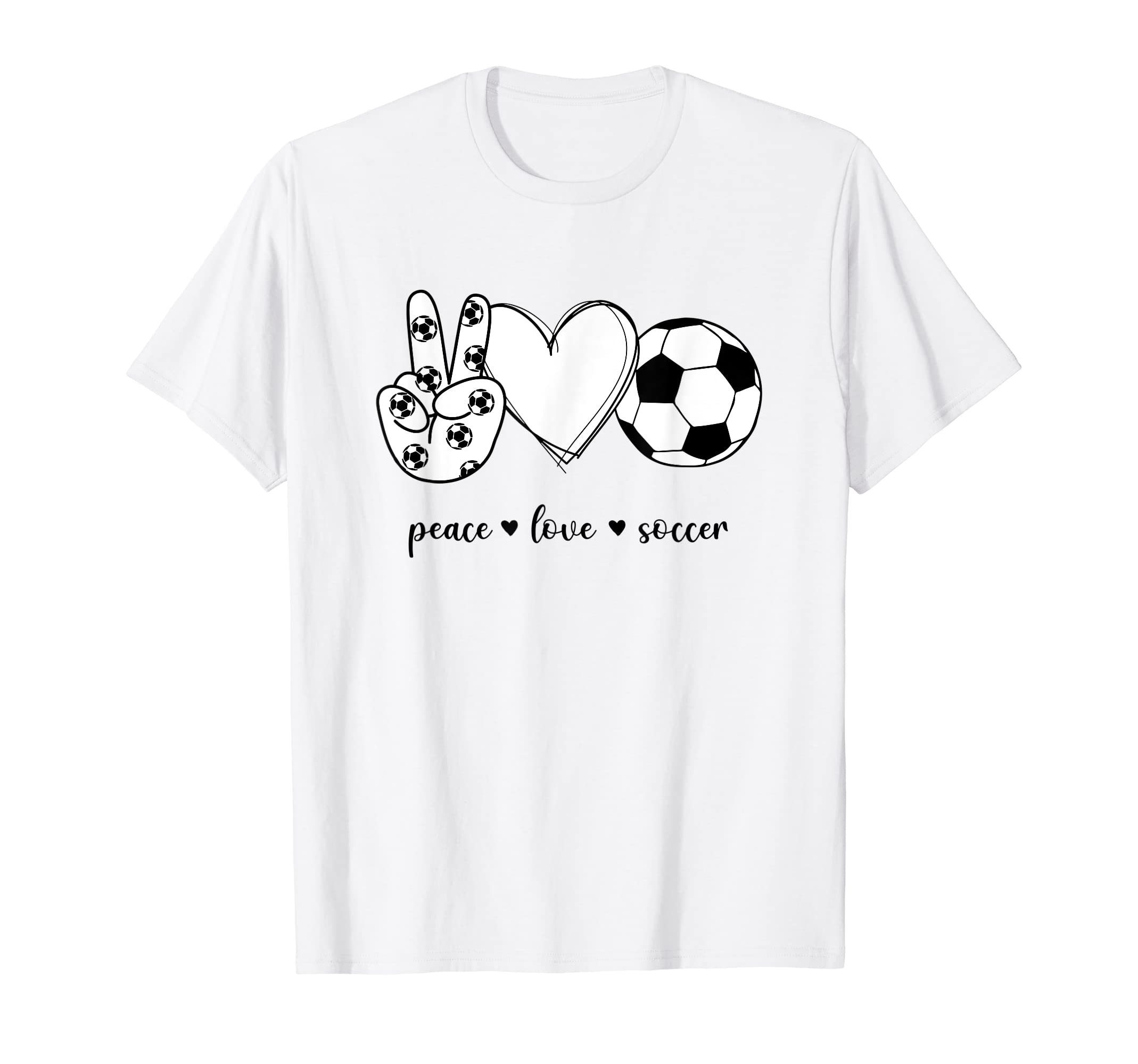 Peace Love Soccer Peace Hand Sign T-Shirt - Minimalist Print Men Women - T-Shirt, Sweatshirt, Hoodie