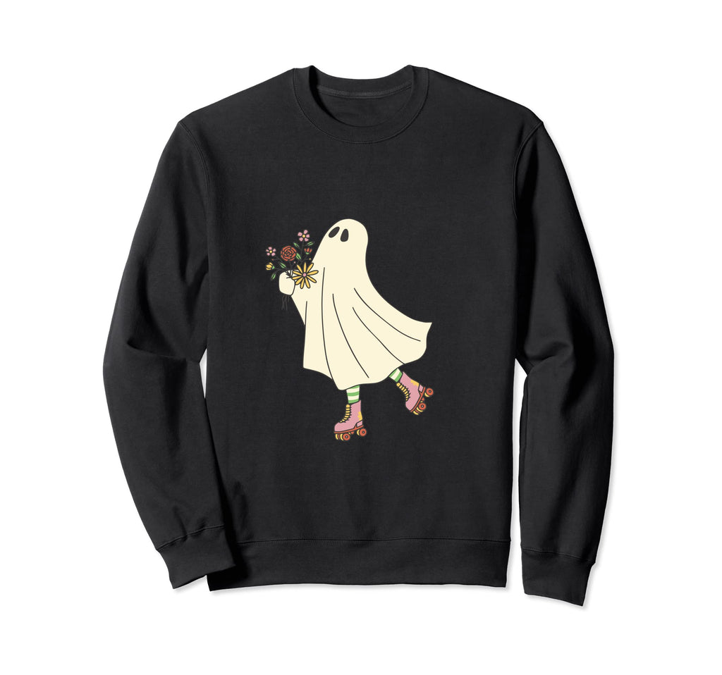 Ghost Roller Skate Halloween Sweatshirt - Trendy Graphic Men Women - T-Shirt, Sweatshirt, Hoodie