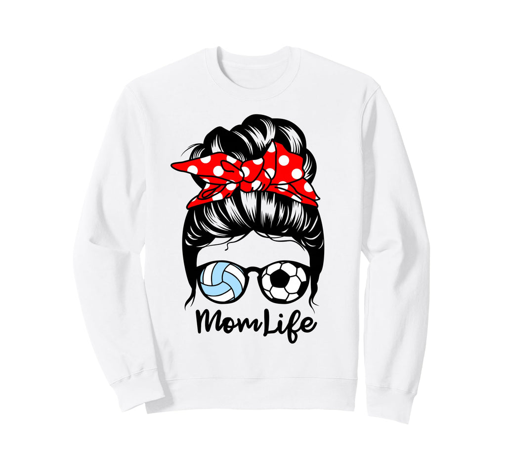 Mom Life Messy Bun Hair Funny Sweatshirt - Custom Art Print Unisex - T-Shirt, Sweatshirt, Hoodie