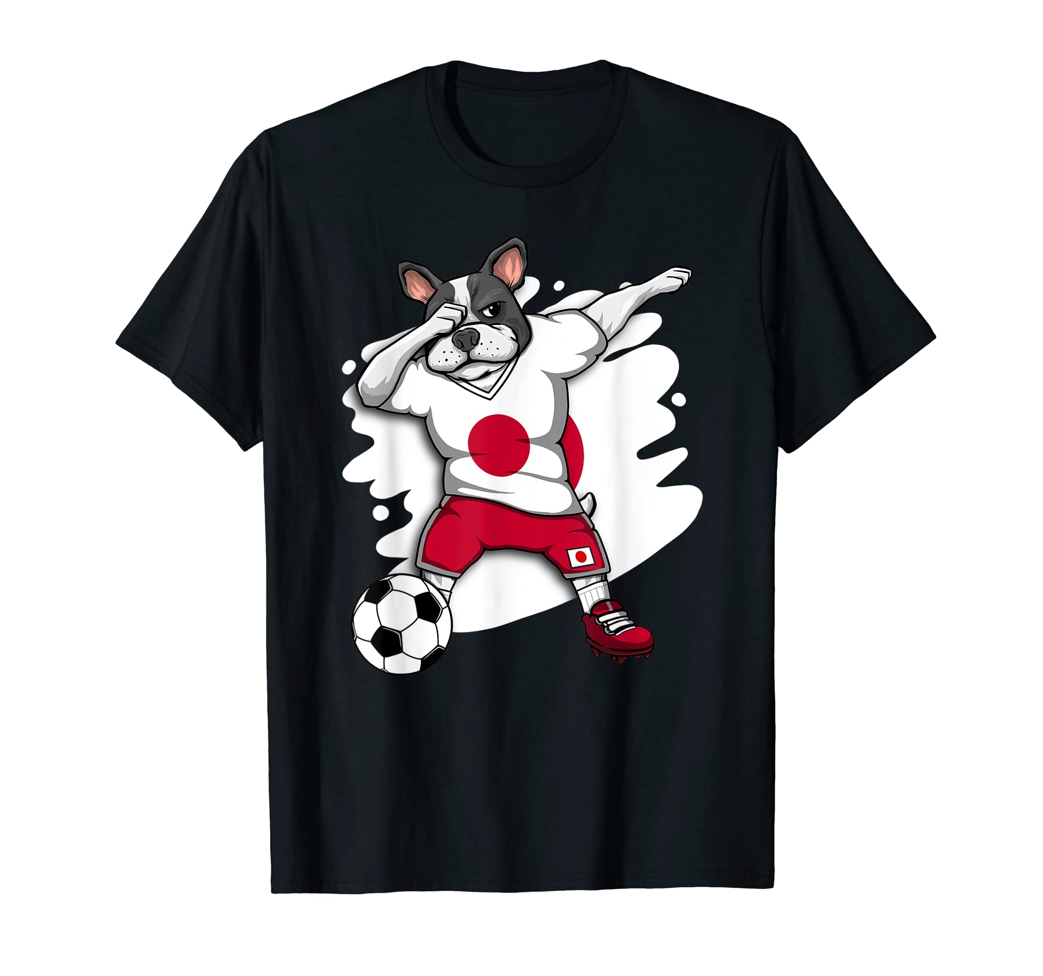 Dabbing French Bulldog Japan Soccer T-Shirt - Graphic Print for Adults - T-Shirt, Sweatshirt, Hoodie