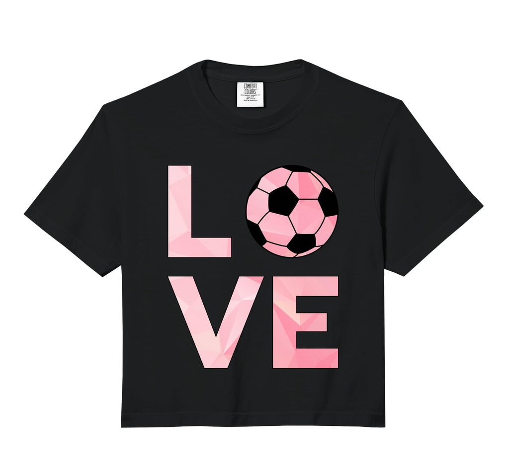 Love Soccer Soccer Comfort Colors Crop Hoodie - Graphic Print Unisex - T-Shirt, Sweatshirt, Hoodie