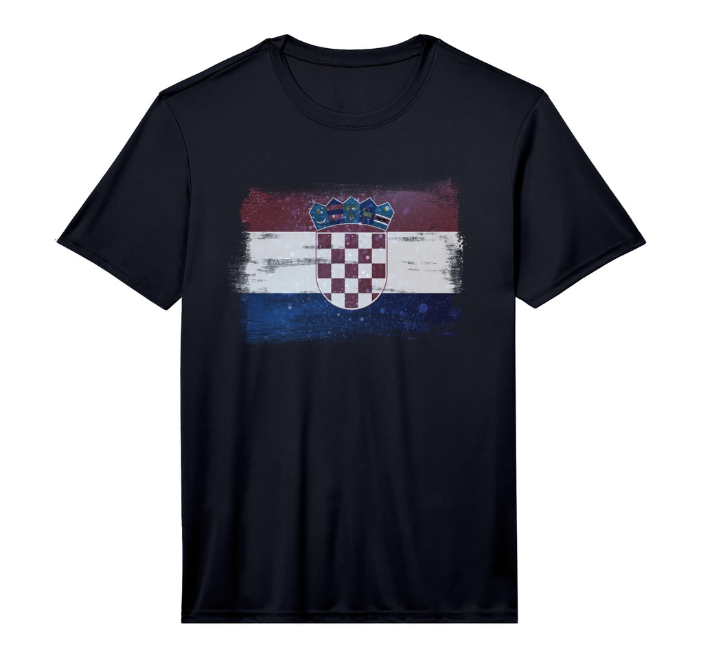 Croatian Dark Splatter Flag T-Shirt - Aesthetic Graphic for Adults - T-Shirt, Sweatshirt, Hoodie